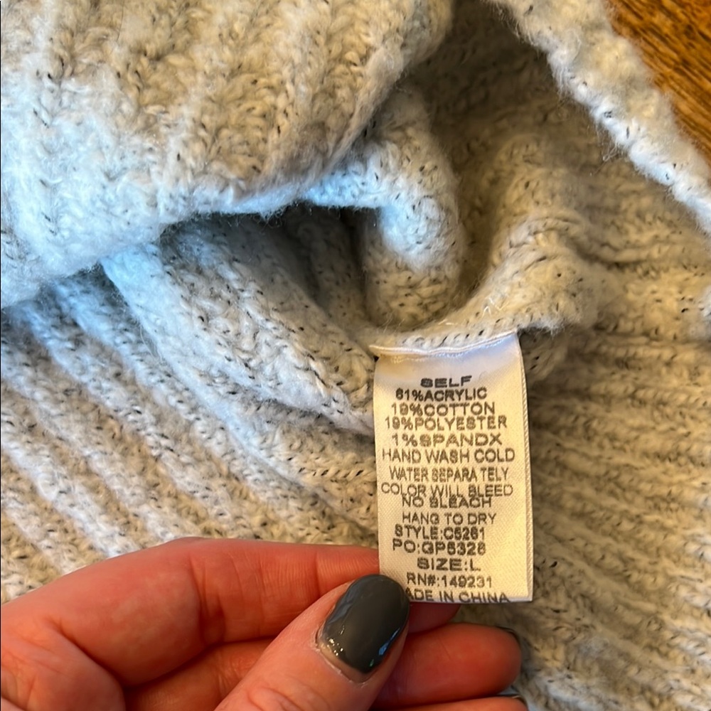 Kori Distressed Soft Grey Peekaboo Shoulder Sweater - Picture 5 of 7